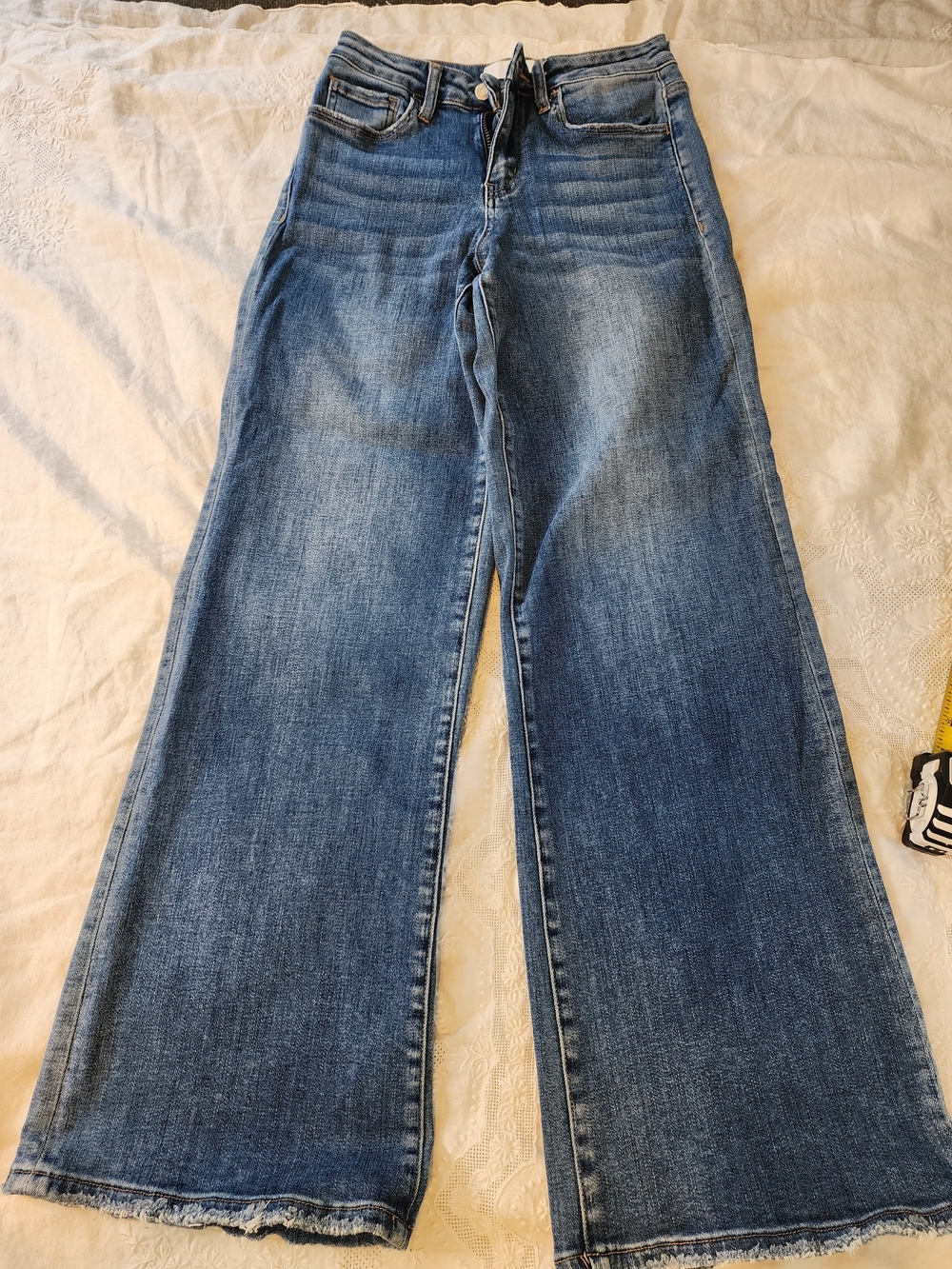 VERVET BY FLYING MONKEY Distressed Wide Leg Blue Jeans
